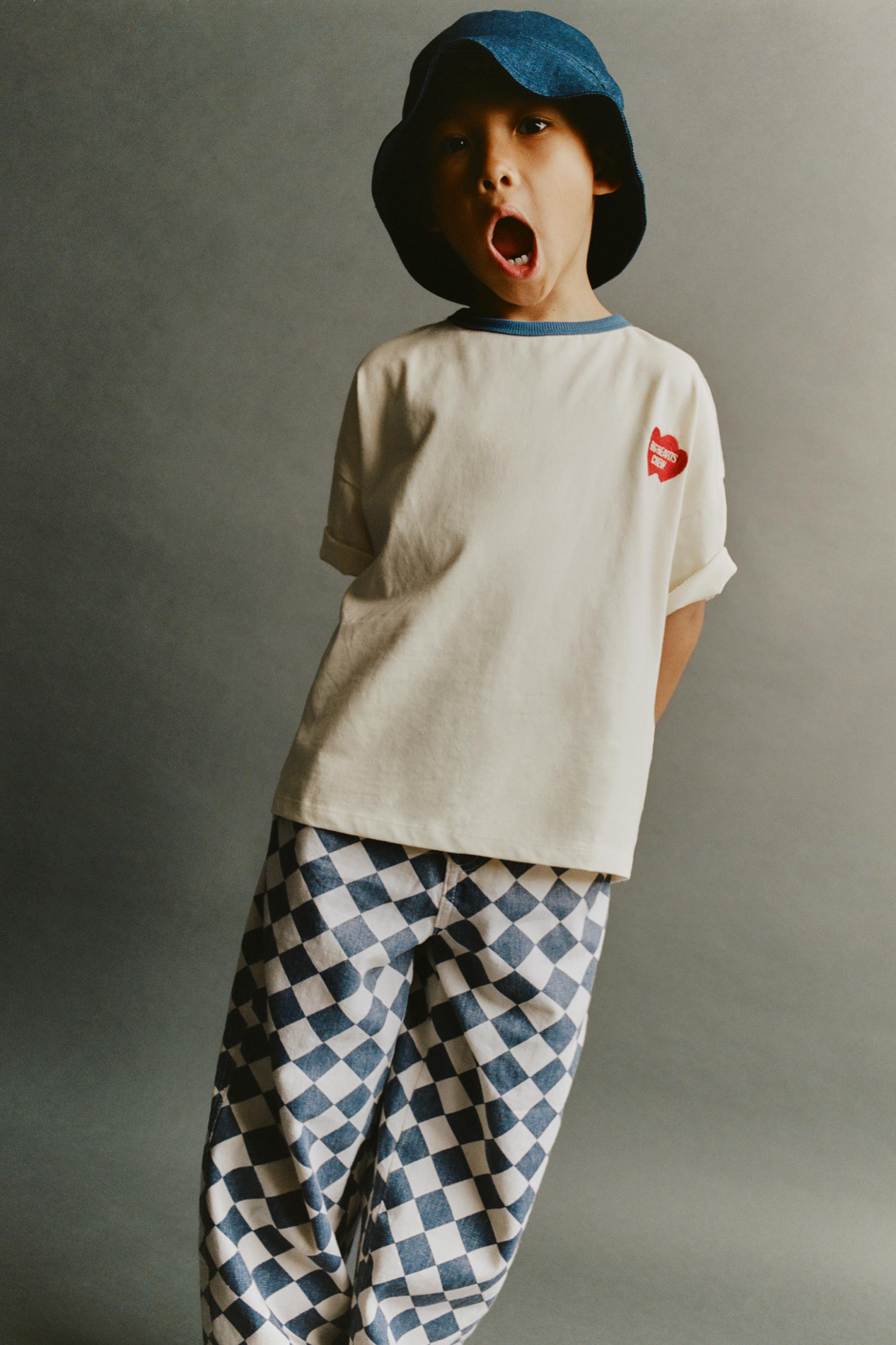CHECKERED BAGGY TWILL PANTS